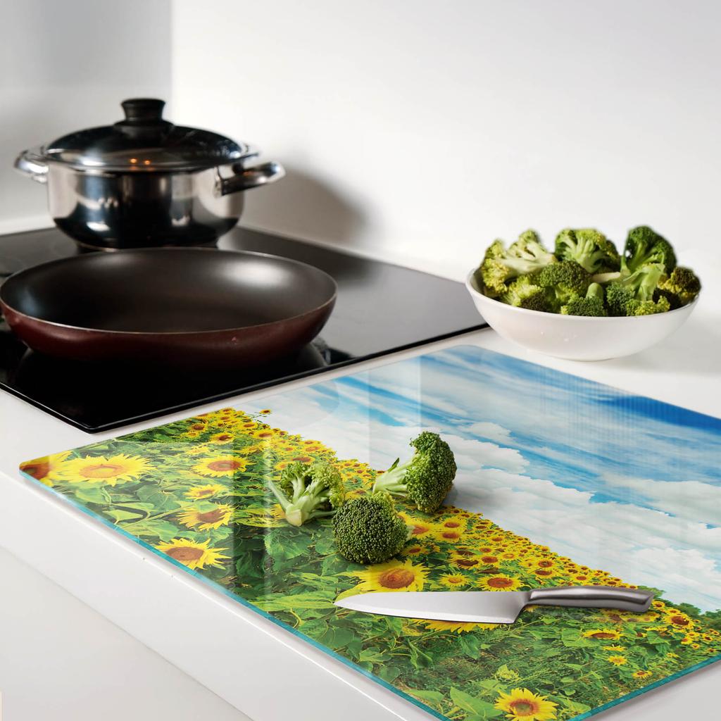 Decorative Glass Kitchen Cutting Board Field of Sunflowers 60X52 Cm