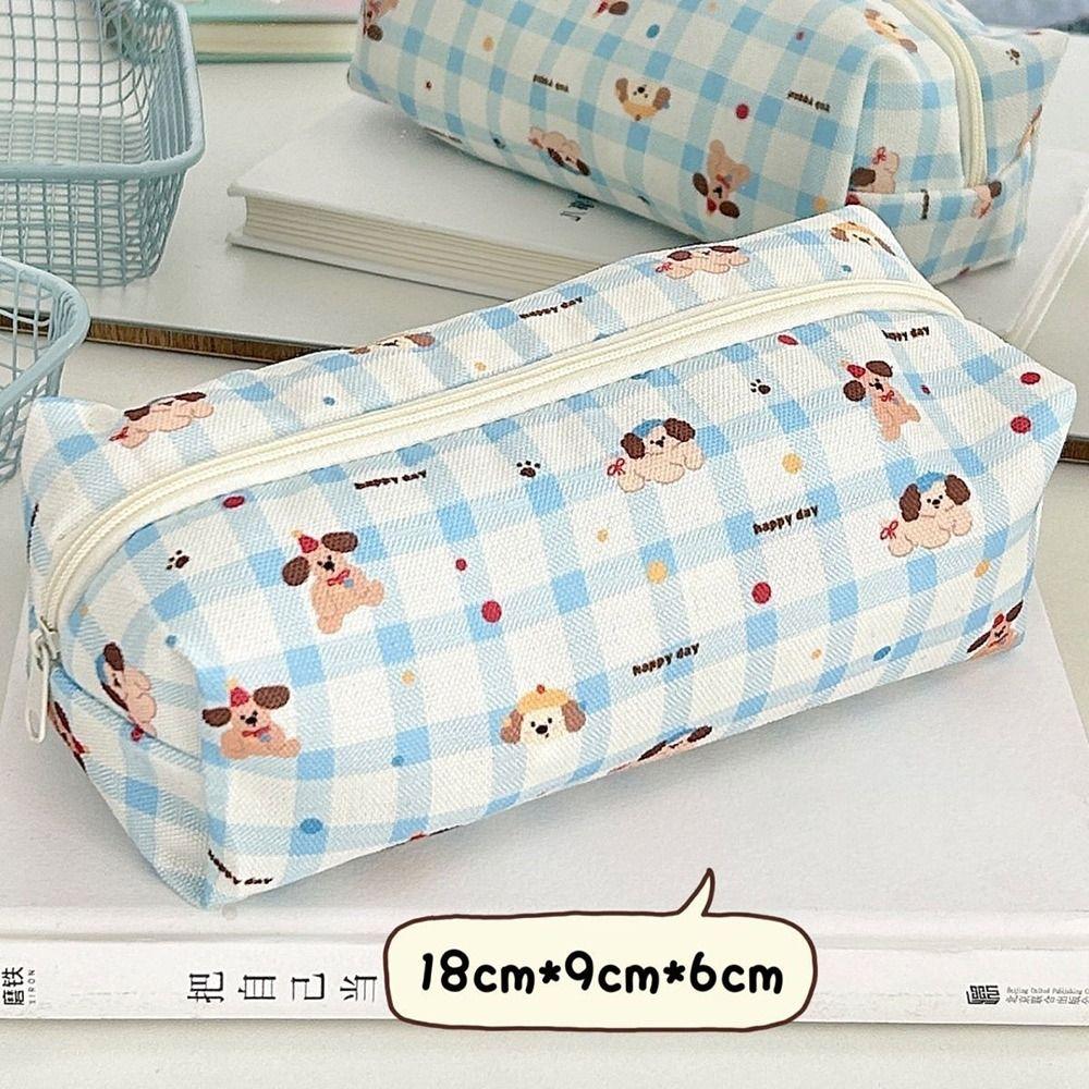 Cartoon Cute Puppy Pencil Case Canvas Large Capacity Stationery Bag Pen Bags School Supplies