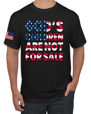 Gods Children Are Not For Sale American Flag Letters Men Graphic T- Shirt