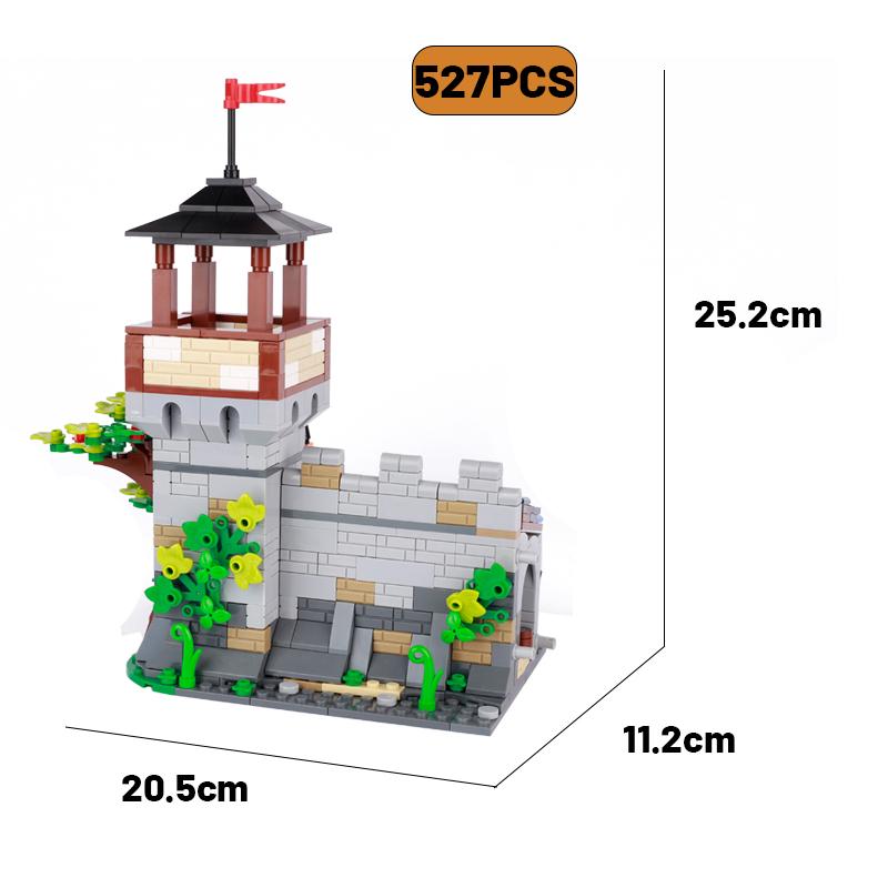 MOC Mittelalterliche Burg Pirateninsel Festung Bausteine Straßenansicht Haus Möbel Buchhandlung Filmszene Zubehör Spielzeug