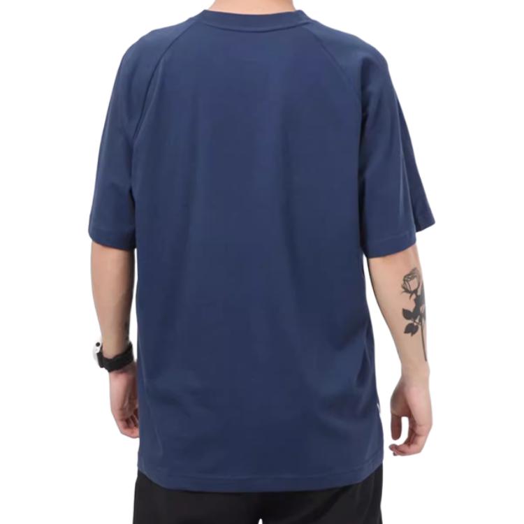 adidas T Shirts Men's Navy Blue Crew Neck Moderate Straight Fit GU4292