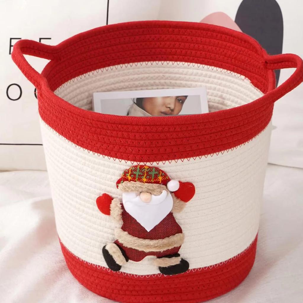 Christmas Storage Basket Laundry Rope Basket For Christmas Festive Storage Bin For Women Kids Holiday Birthday Easter Valentines