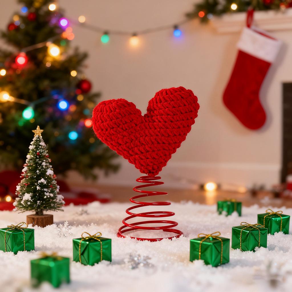 Christmas Red Love Yarn Ornaments Crafts Desktop Christmas Tree Holiday Decorations