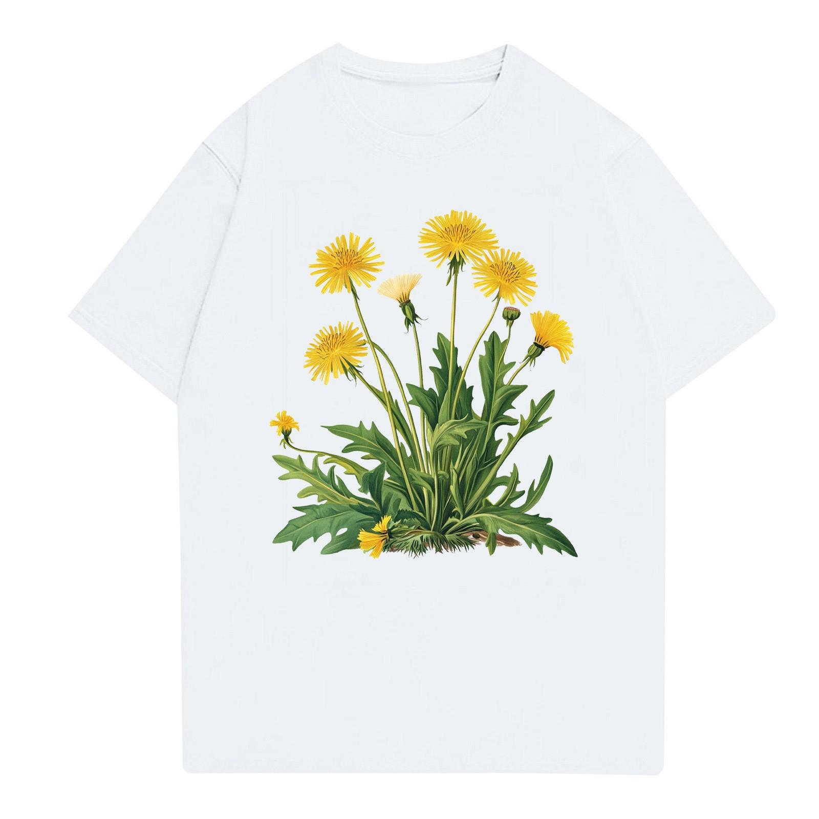 

Жіноча модна повсякденна футболка з принтом і круглим вирізом з короткими рукавами Топ Футболка Топ XL білий