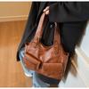 Retro shoulder bag contrasting color splicing tote bag