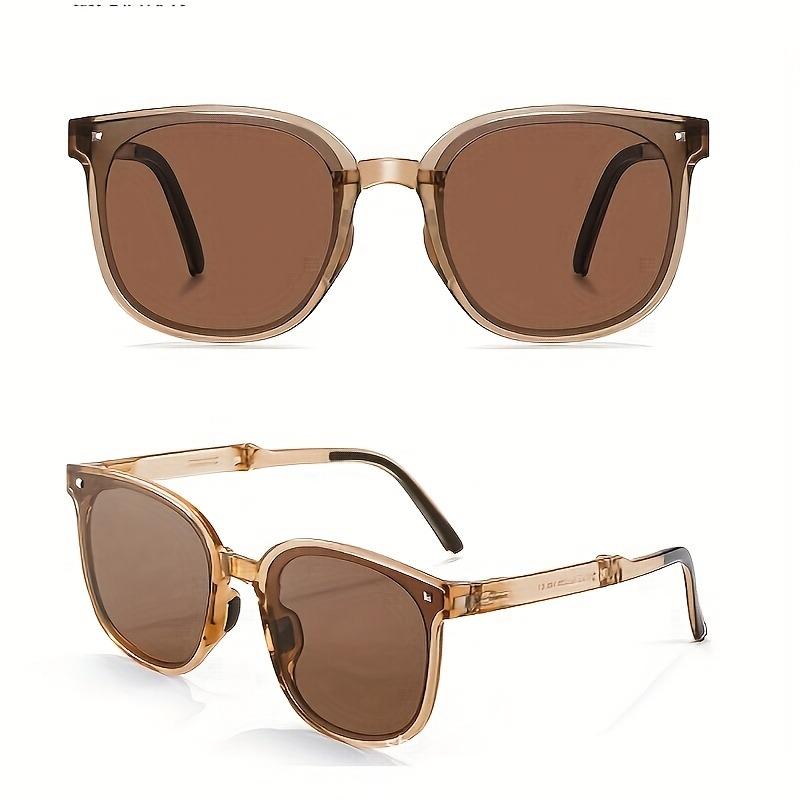 Women Square Sunglasses New Men Folding Glasses Net Red Outdoor Wild Shade Eyewear and Bag