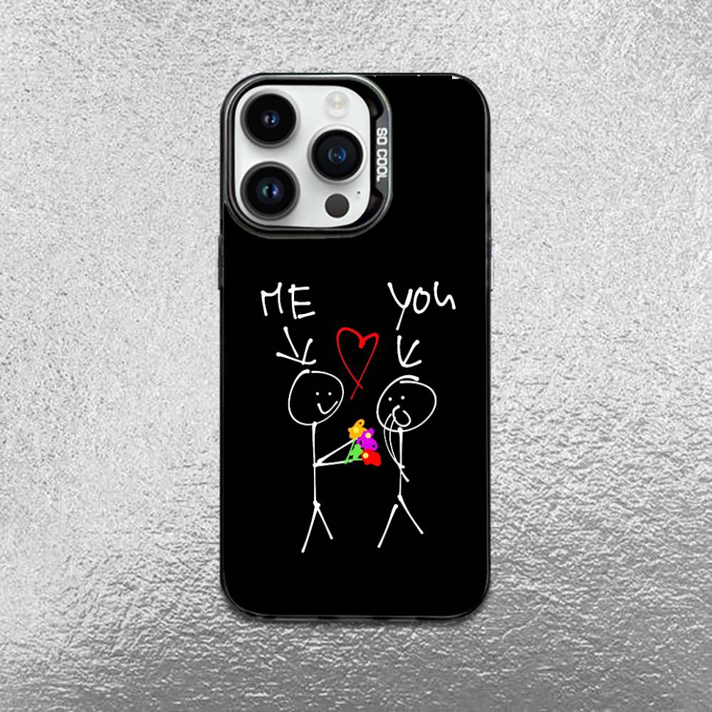 Cartoon Stickman Matchman Phone Case For iPhone 17,16,Pro,Max,e,15,14,Plus,13,12,Mini,11, Matte Colored Silver Luxury Cover