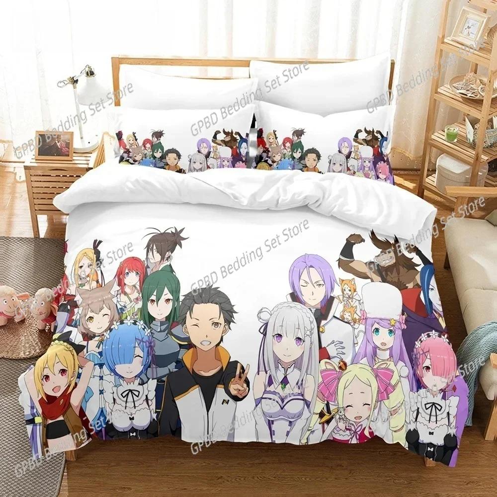 New 3D Print Re Zero Rem Ram Bedding Set Single Twin Double Queen King Cal King Size Bed Linen Set