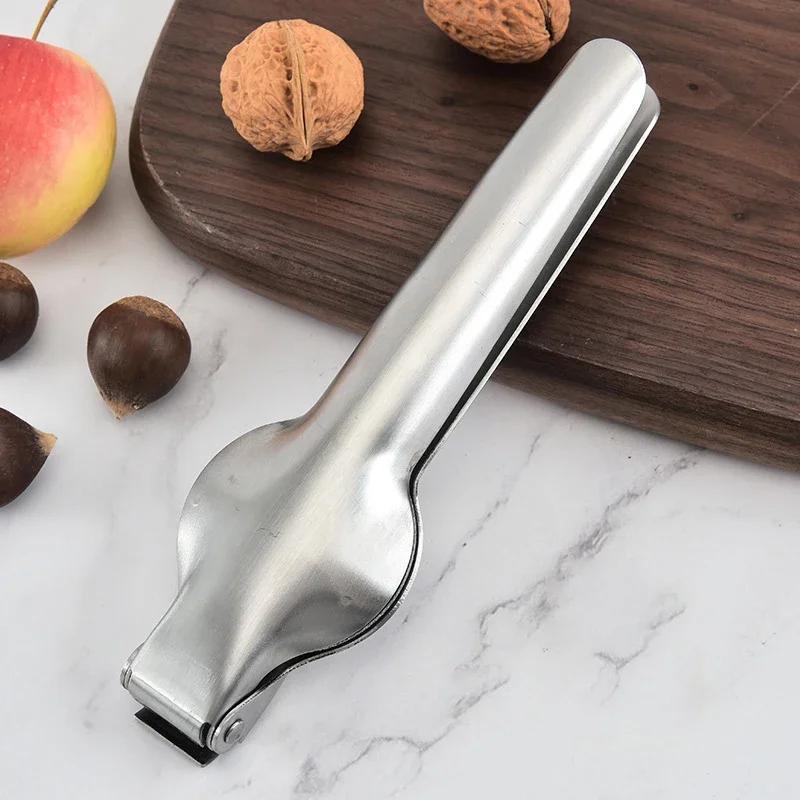 2 i 1 Quickly Chestnut Clip Kjøkkenverktøy Rustfritt stål Valnøtttang Metall Nøtteknekker Sheller Mutteråpner Kjøkken Gadgets