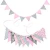 Norse Wavy Floral Grey-Silver Triangle Cotton Flags for Parties & Decor