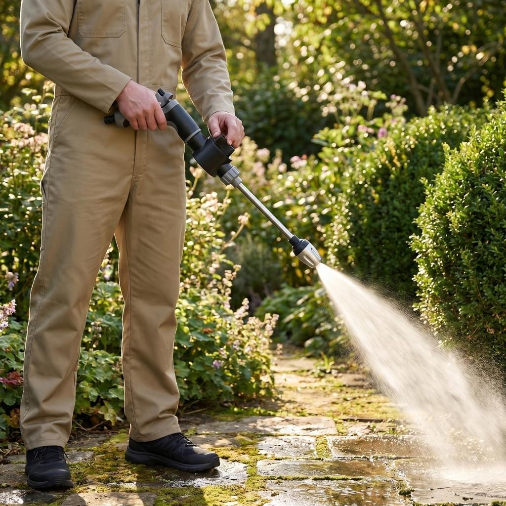 Hochdruckreiniger Spritzpistole mit verstellbarer Düse, langem Strahlrohr, Schlauchadapter und Seifenspender für die Auto- und Gartenreinigung