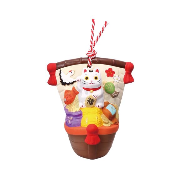 

Yakushigama Lucky Cat (Treasure Ship Clay Bell) [7916] New Year Ornament, Lucky Charm