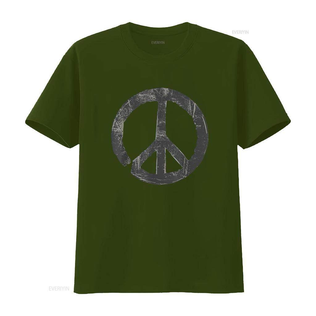 Womens Retro Vintage Distressed Design Peace Sign T Shirt White X Large Vintage Washed Unisex Graphic Breathable Soft