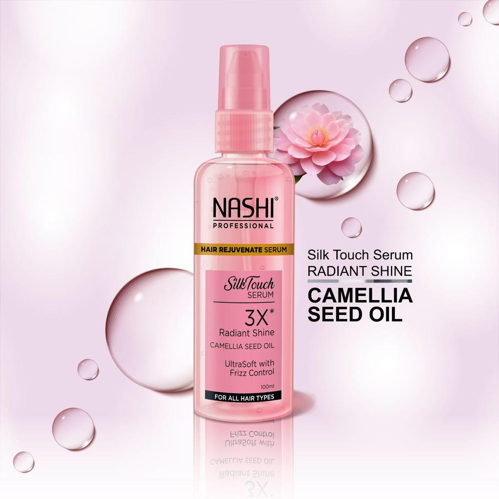 Siero Rinvigorante Professionale Nashi per Capelli 100ml con Olio di Semi di Camelia per Capelli Lisci Setosi Senza Crespo