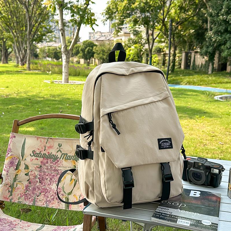 Junior High School Student Schoolbag Men's Solid Color Backpack Women's Travel Backpack