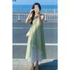 French sweet 2026 print summer splicing new seaside suspender holiday temperament irregular dress skirt