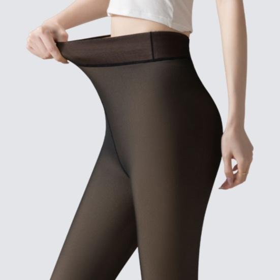 Women Fleece Lined Pantyhose Winter Sheer Warm Leggings Fake Translucent Thermal Thick Tights for Dresses Dating Work Party