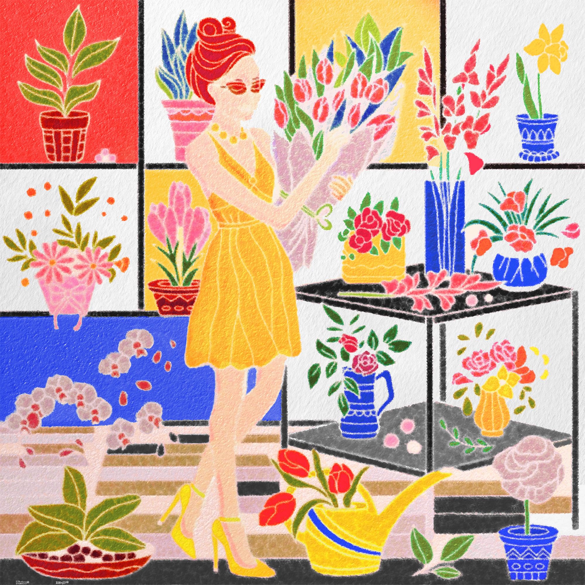 Pintoo plastic jigsaw puzzle in a no clicks into place 900-piece [Woman Florist s Shop] (45x45cm) - Adult-level, challenging, fragments, [H3797]