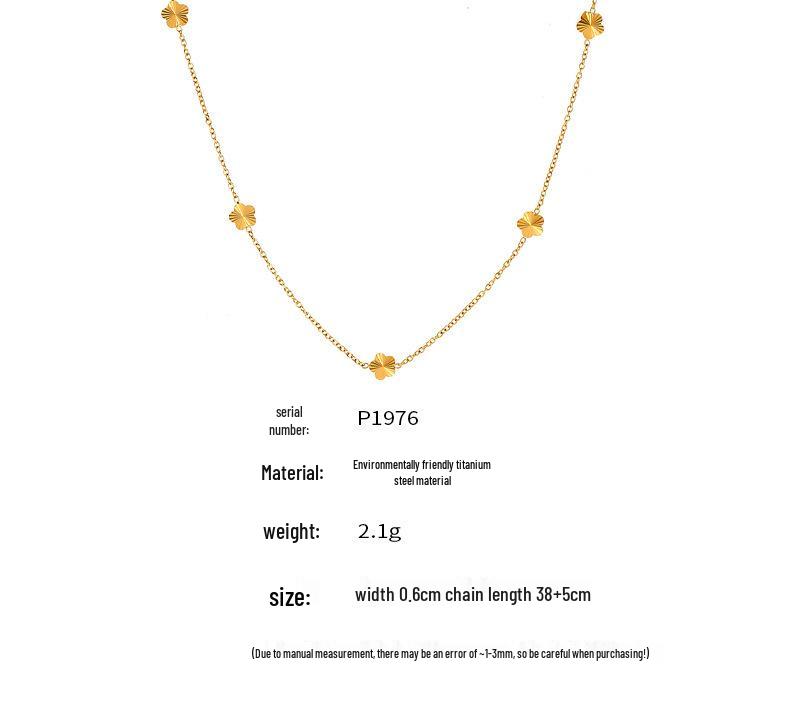 European and American Style Joe Flower Clavicle Necklace with Elegant Design, 18K Gold-Plated Titanium Steel.