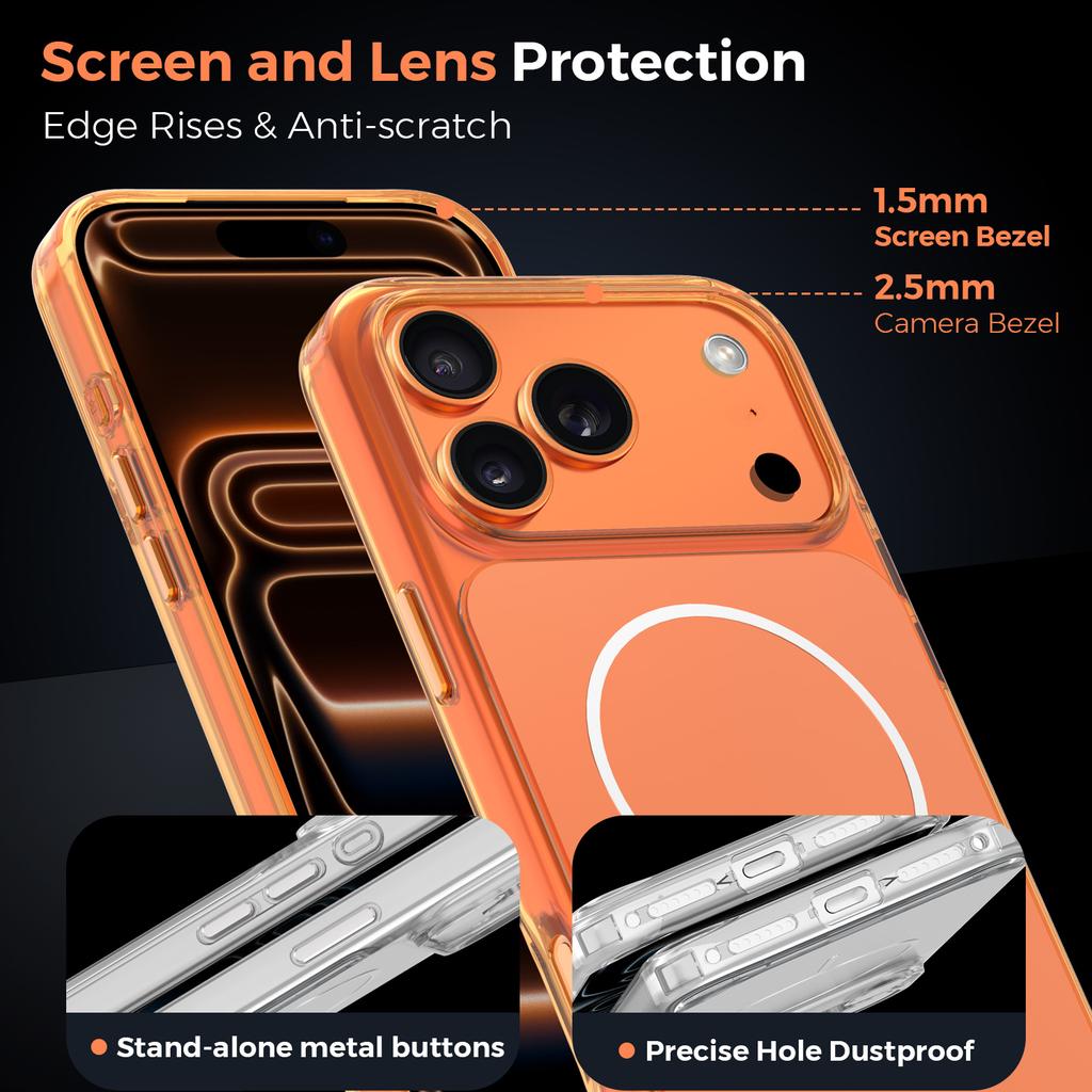 For IPhone 17 14 15 16 Pro Max Air Plus Transparency Wireless Charging Magnetic Phone Case with Tempered Film Protective Cover
