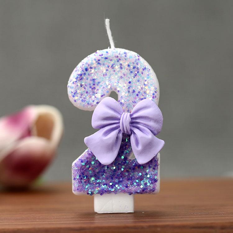 Cute Pink Bow Children's Birthday Candle Decoration for Cake