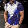 Men's Casual and Fashionable Polo Shirt Printed Versatile Top with Short Sleeves for Summer