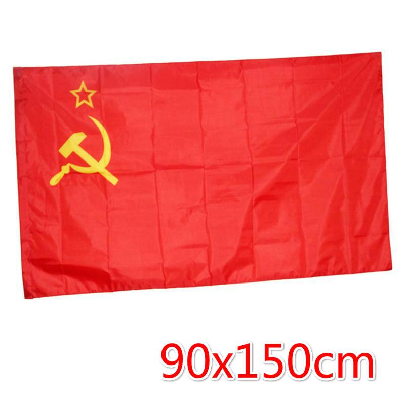 90*150 cm Polyester Kumaş Ekran Baskılı No.4 Bayrak Özelleştirilmiş Sovyetler Birliği Bayrağı