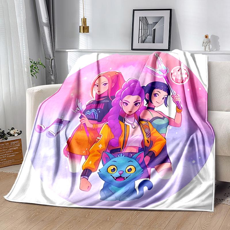1pc Blanket Kpop Hunter7 Print Design, Lightweight Blanket for Sofa, Bed- Soft &Warm, Gift for All Seasons like Christmas, Halloween