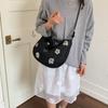 Niche flower sequined bag women's summer new denim bag fashion versatile commuter shoulder messenger bag