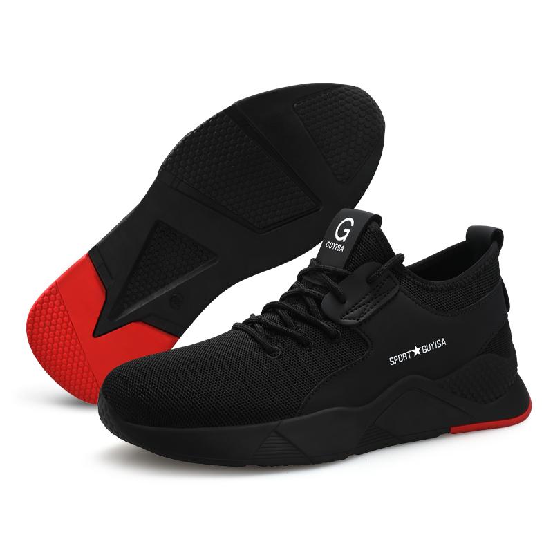 Novos sapatos de segurança antiderrapantes e antifuros para construção, calçados masculinos para caminhada