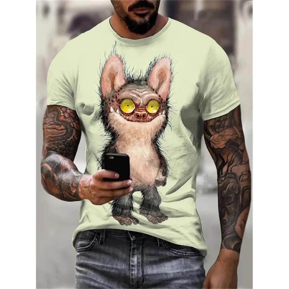 Neues Sommer Herren Vintage T-Shirt 3D Gedruckt Lustige Grafik Tops Tees Männlich Lässig Stilvoll Kurzarm Kleidung Mode Streetwear