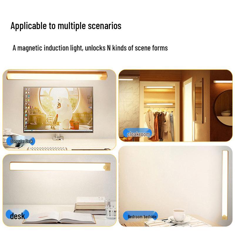 Magnetic Rechargeable LED Motion Sensor Night Light for Cabinets, Wardrobes, Dormitories, and Hallways