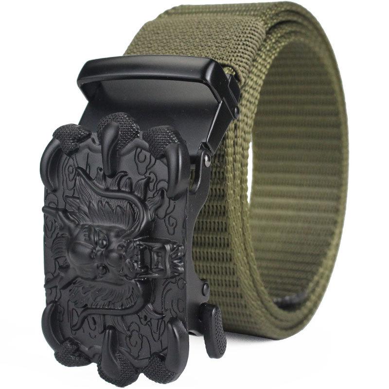 Belt, Men's Automatic Buckle Toothless Business Casual Men's Belt, Young People's Personality Trendy Nylon Canvas