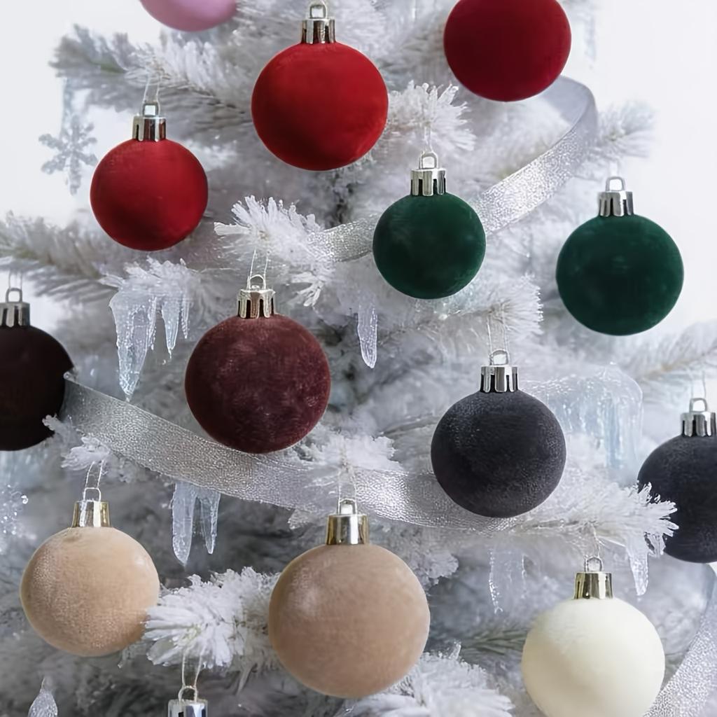 42-teiliges Beflocktes Weihnachtskugel-Schmuckset Weihnachtsbaum-Hängekugeln Dekorationen Party Haus Weihnachtsbaum Deko