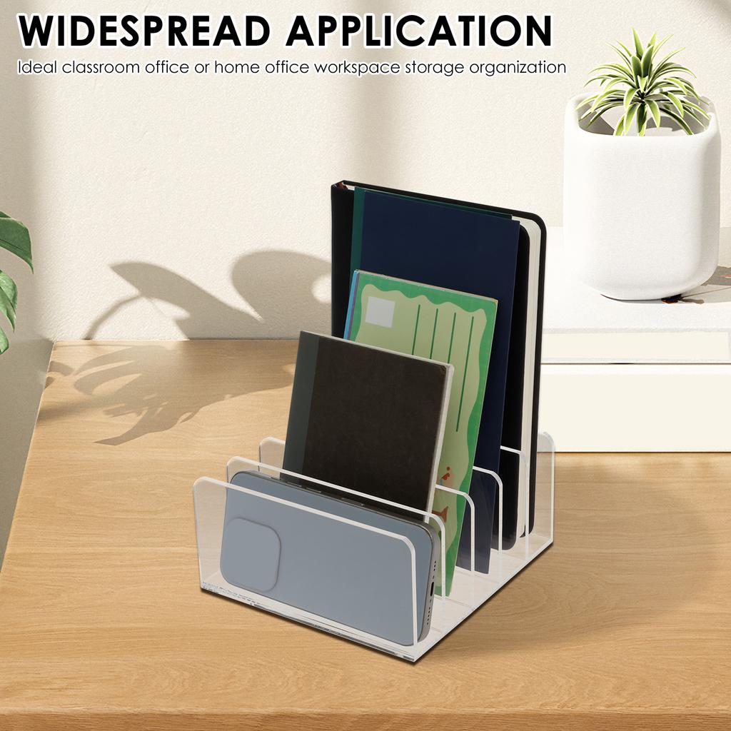 5 Slot Business Card Holder Acrylic Desktop Upright Mail Organize Transparent Card Display Stand Office Desk Bracket