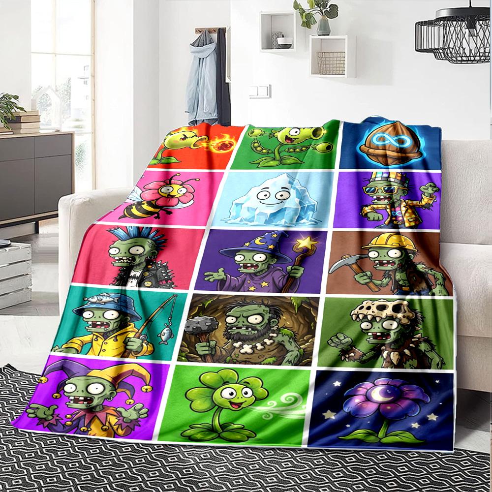 Plants Vs. Zombies Blanket Durable Comfort Great for Bedding Sofa Seaside Four Seasons Multipurpose Digital Print