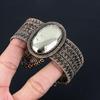Goldener Apache-Pyrit-Edelstein, reiner Kupferdraht, umwickelt, handgefertigter Armreif/Armreif, verstellbarer Schmuck