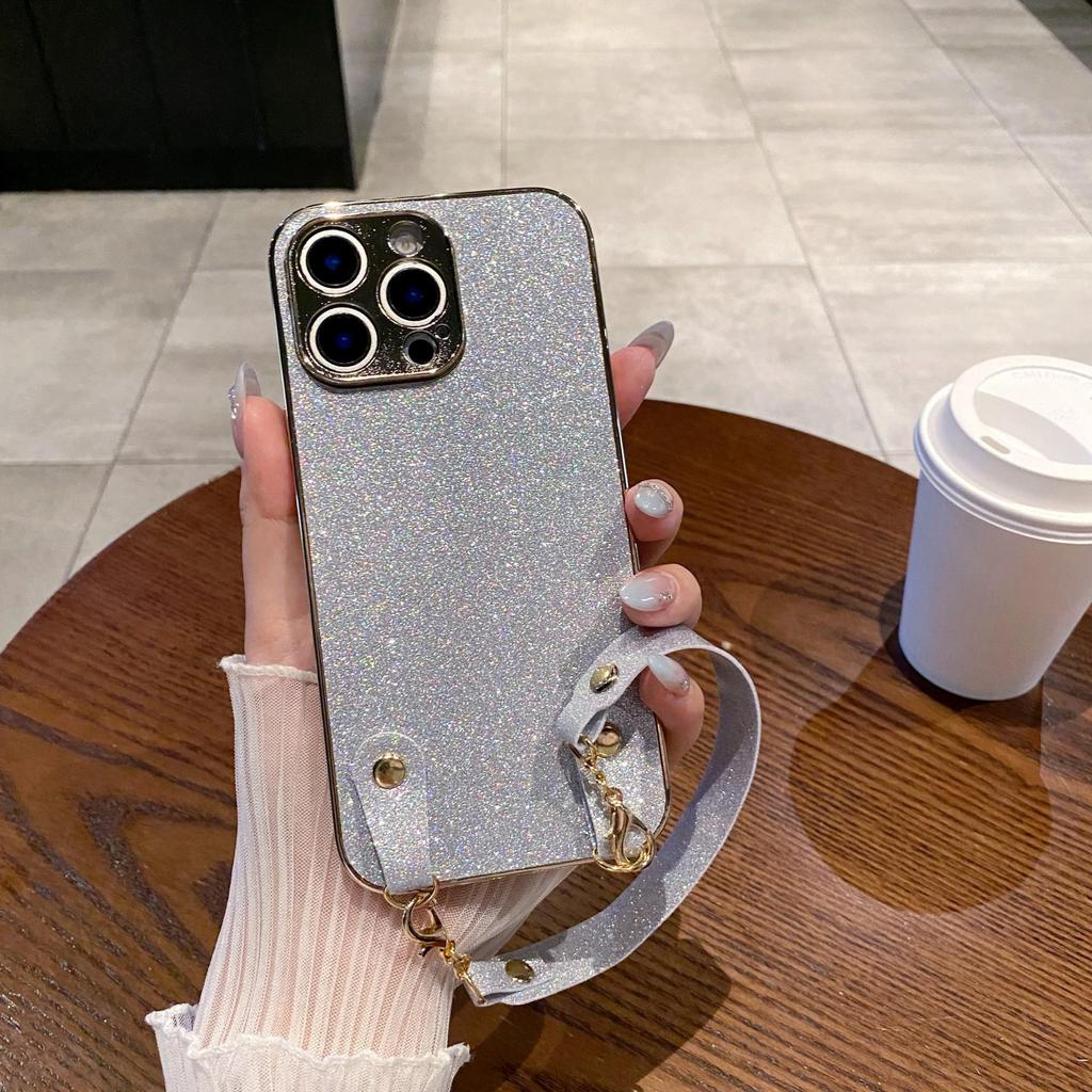 Premium Electroplated Glitter Full-Coverage iPhone 17 Case with Lanyard & Apple 15 Anti-Drop Protection