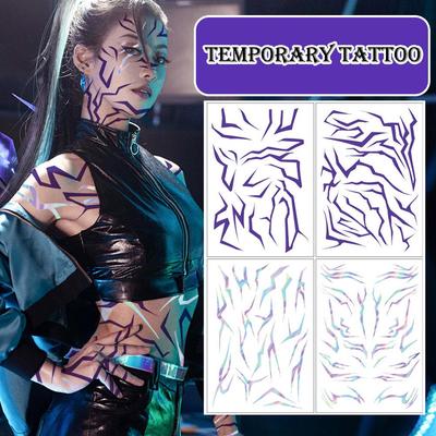 K-pop Şeytan Avcıları Rumi Lazer Dövme Çıkartmaları Teknolojik Hissiyatlı Anime Cosplay Sahne Yıldırımı Makyaj Yüz Dekorasyon Çıkartmaları