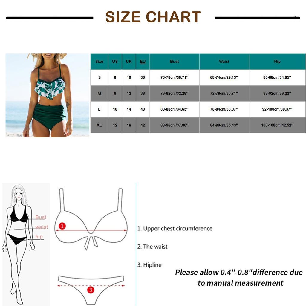 Women's Ruffle Hanging Neck Sexy Split High Waist Bikini Swimsuit