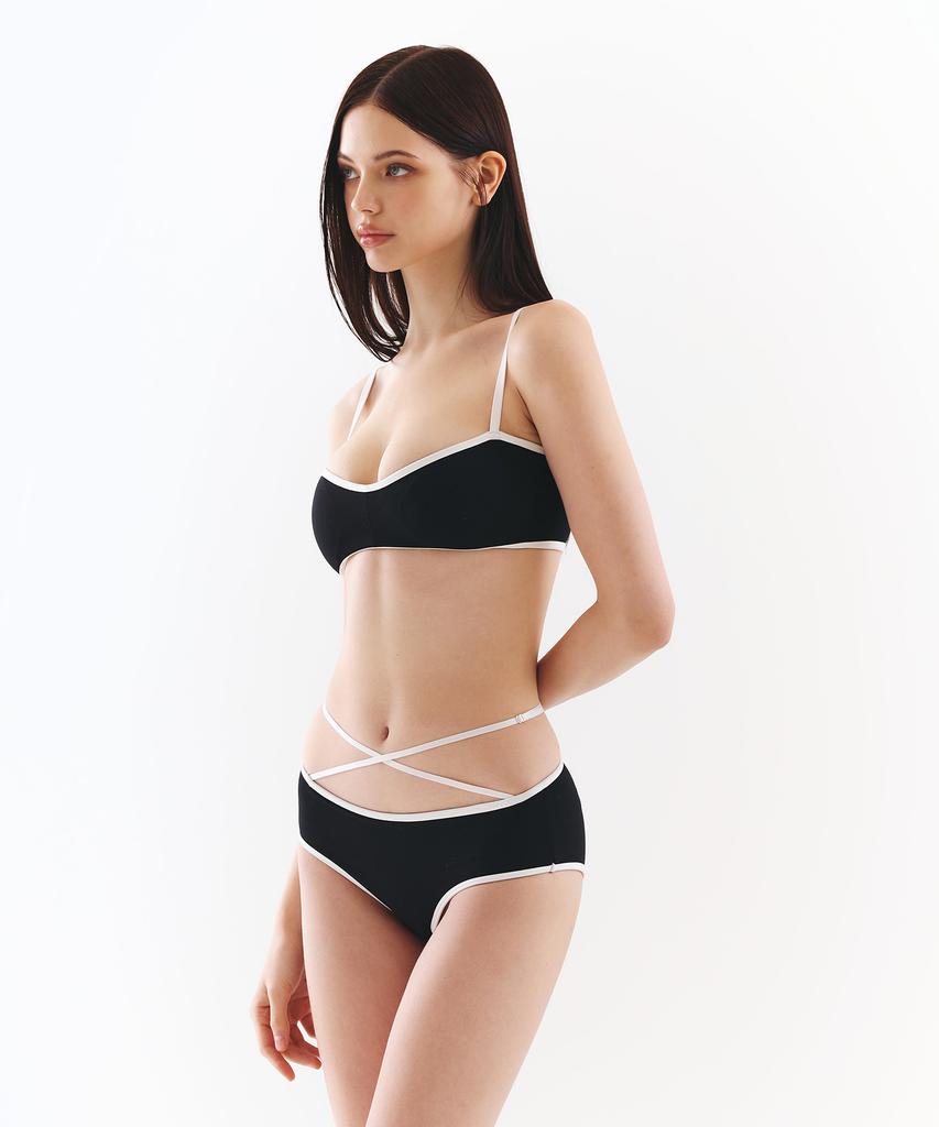 VINAJ Front X-Line Low Bikini Panties (Black)
