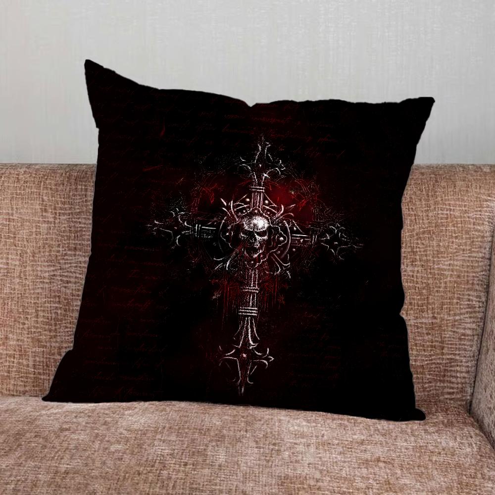 Cyber Sigil Cross Goth Pillow Case For Home Bedroom Car Office Decoration Living Room Sofa Cushion Cover Suitable