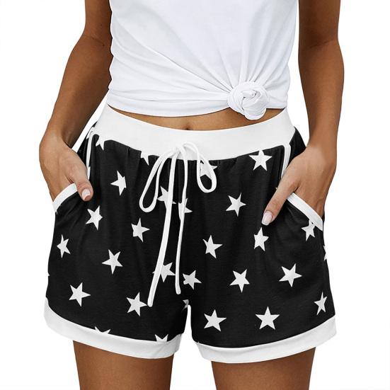 Yousheng Women Pajama Shorts Star Pattern High Waist Shorts Breathable Lounge Pajamas Pants with Pockets Casual Sporty Lounge Wear