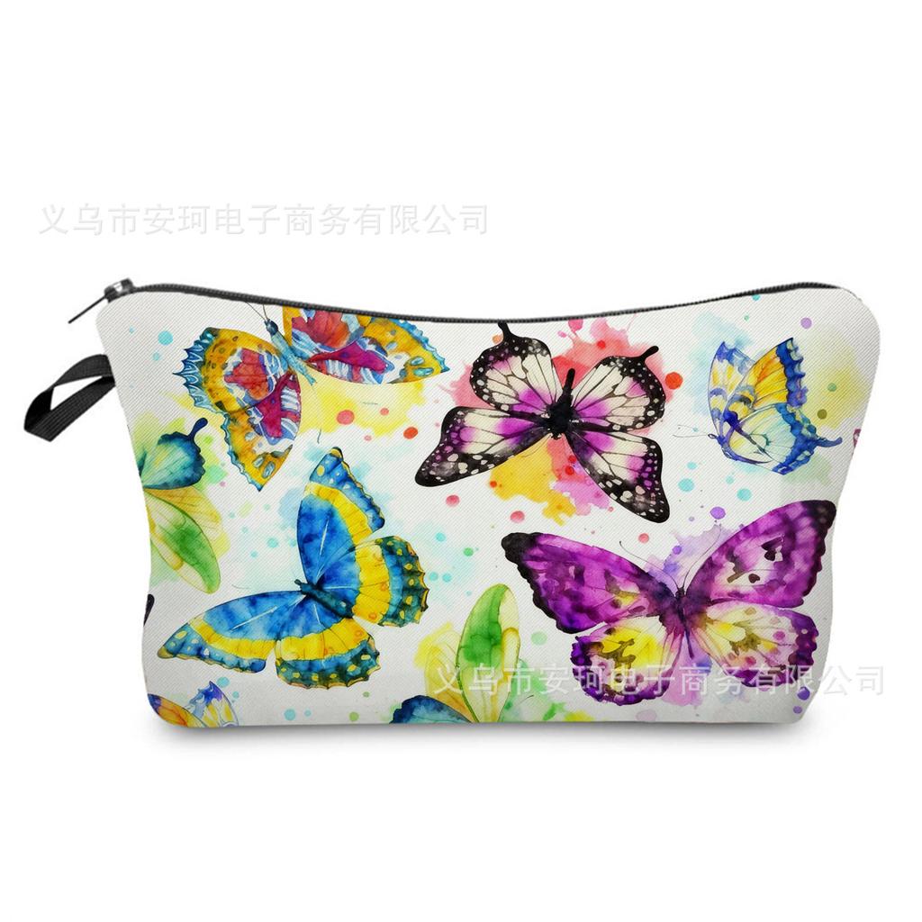 Butterfly Printing Makeup Bag, Nail Polish Storage Bag, Washable Toilet Bag for Daily Travel