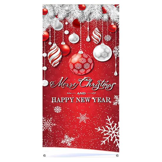 Yousheng Christmas Background Banner Fine Workmanship Santa Claus Print Door Curtains for Home Festive Decoration