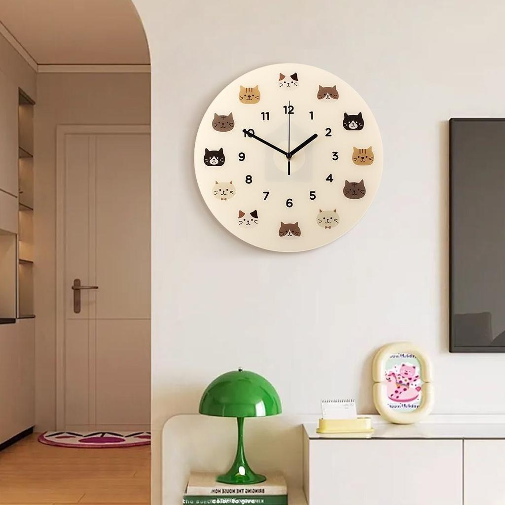 2025 Cute Cat Wall Clock Household Living Room Decorations Silent Wall Clock Children's Bedroom Decorative Clock Home Decor