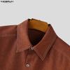 INCERUN Men Turn-down Collar Long Sleeve Stitching Casual Oversized Shirts Tops