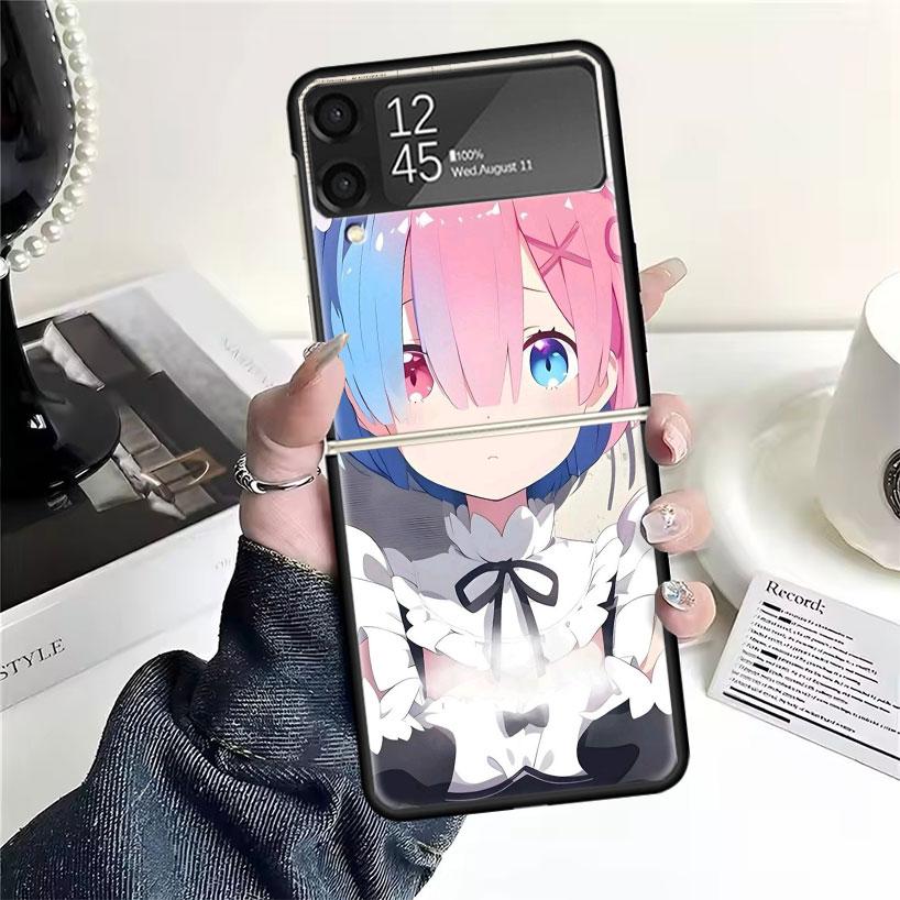 R-Rem Re Zero Anime Cases For Samsung Galaxy Z Flip 4 5 6 7 3 Z Flip7 Flip6 Flip4 Flip5 Flip3 5G Hard Shockproof Fundas Cover