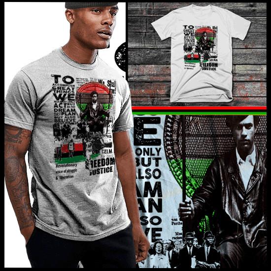 

black History Freedom , M Garvey, Huey P Newton, Malcolm X, Angela Davis Unisex T-Shirt L