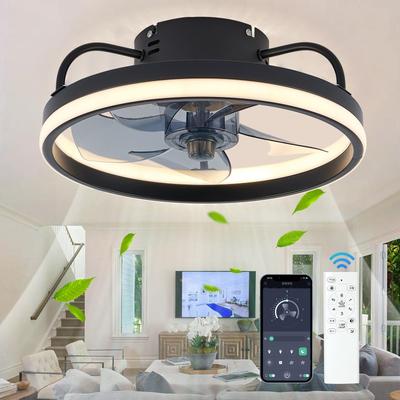 1PC ventilateurs de plafond avec télécommande et lumière ventilateur de lampe LED ventilateurs de plafond silencieux intelligents pour chambre salon décor plafonnier